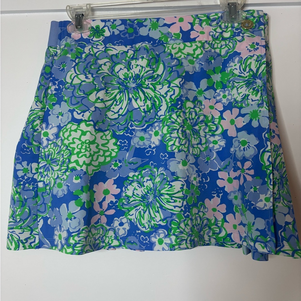 Lilly Pulitzer Latitude High Rise Skort Sz 4 Sunwashed Blue Plumes in Bloom